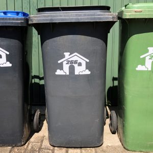 afvalcontainer sticker met huisnummer